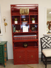 Vintage Thomasville Lacquered Faux Bamboo Display Cabinet