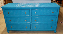 Coastal Style Cane Lacquered Chest of Drawers